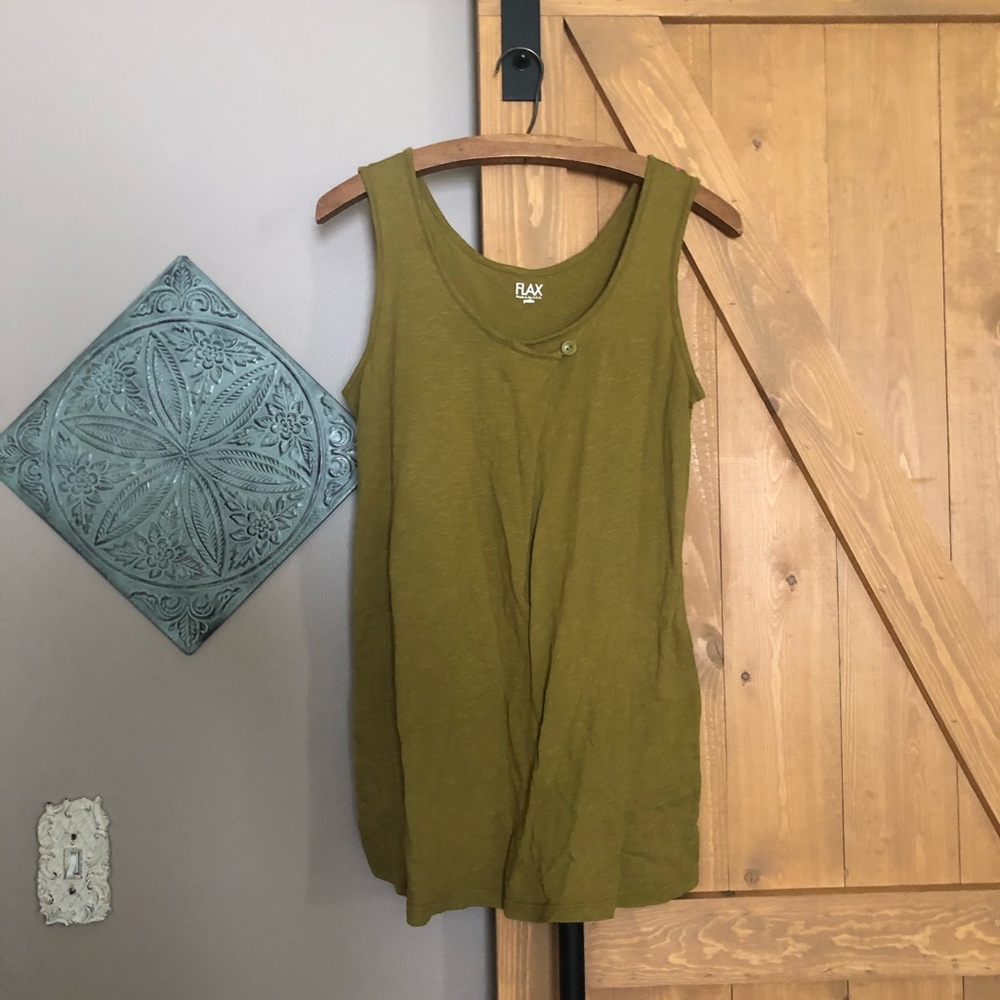 Flax cotton button tank